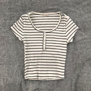 EUC Active USA Crop Top Striped with Buttons